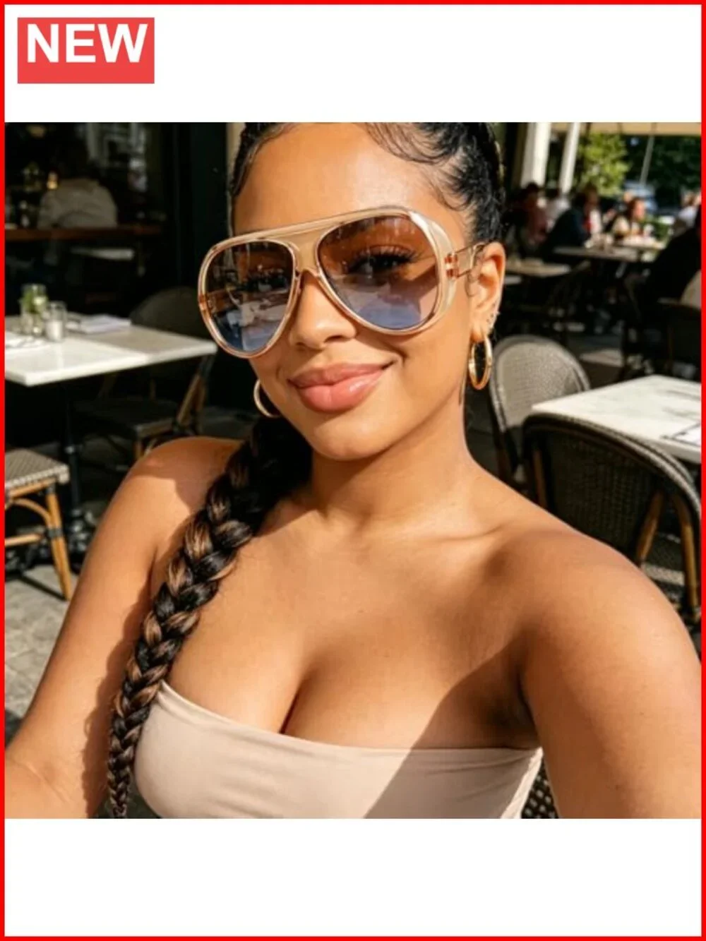 3-Pack Oversized Aviator Sunglasses with UV Protection Tangle-Free Frame